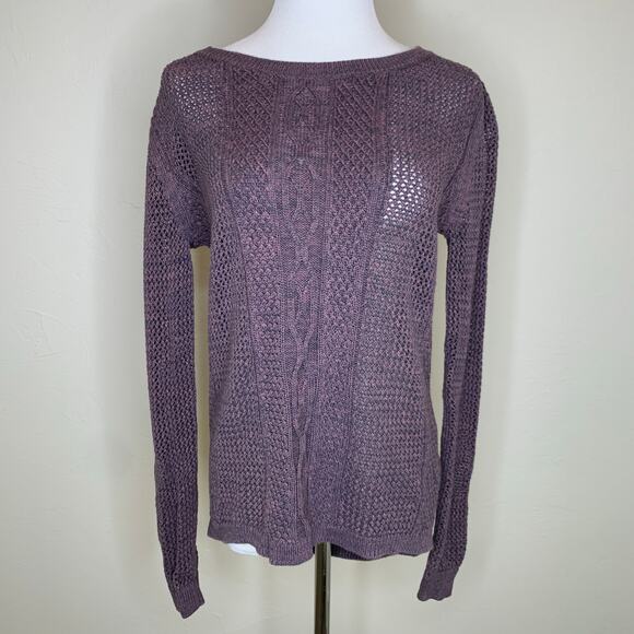 Heathered Purple Blue Cable Knit Sweater Sz Small - Picture 1 of 9